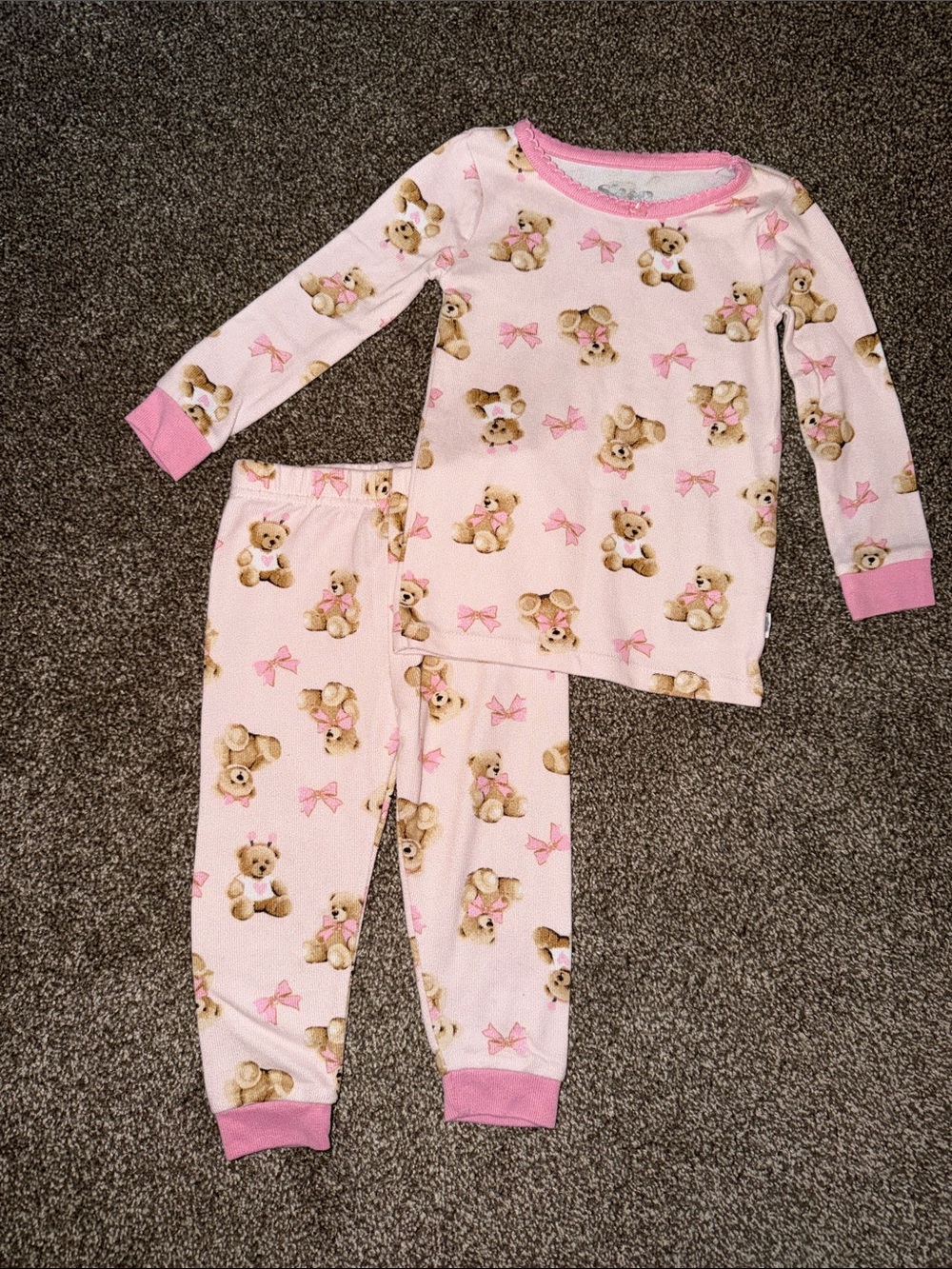 2T toddlers pink Teddy Bear Pajama Set
